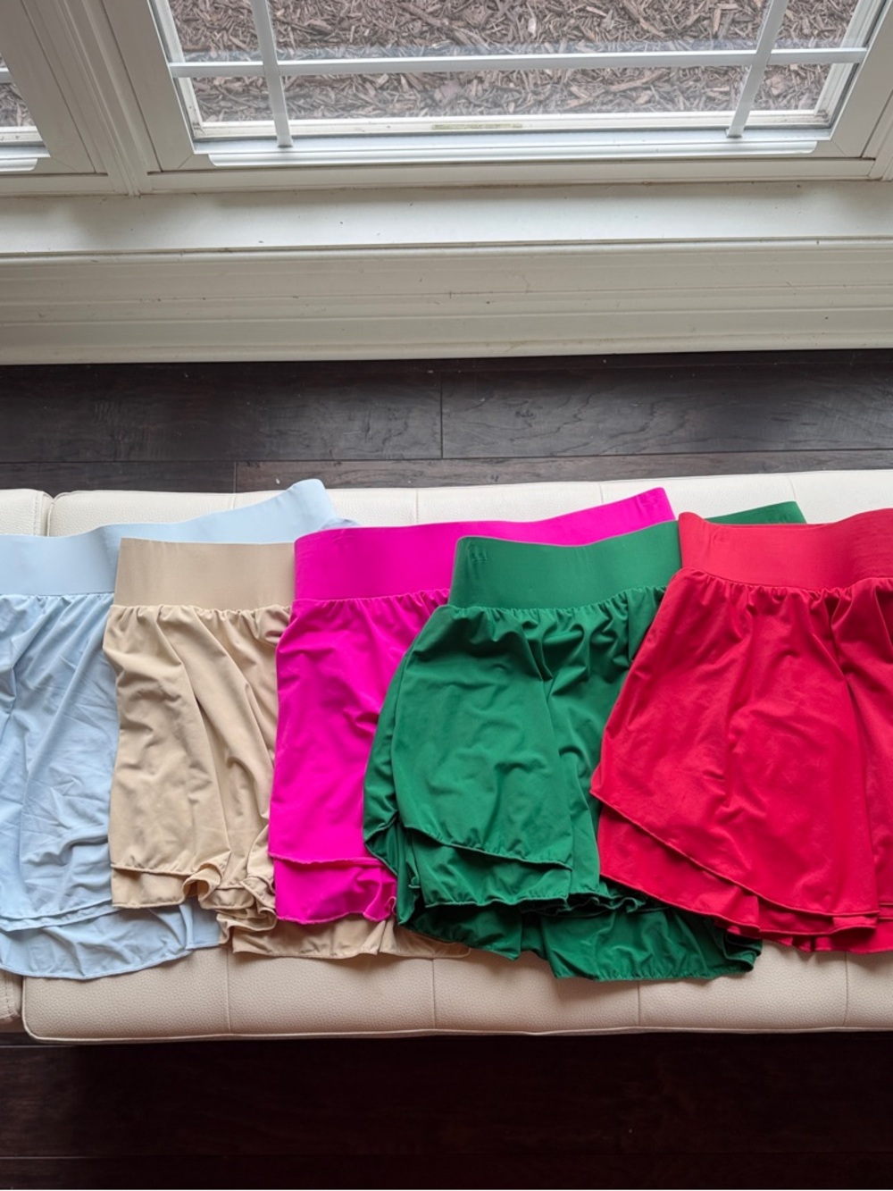 Assorted A-Line Skorts in Pastel Blue, Beige, Hot Pink, Green & Red